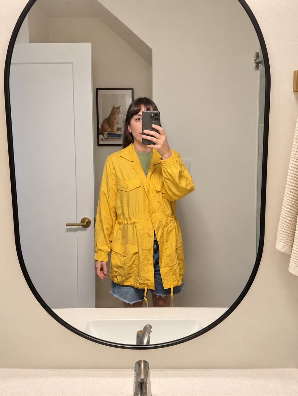 Vintage 100% Silk Yellow Utility Jacket, Safari Style